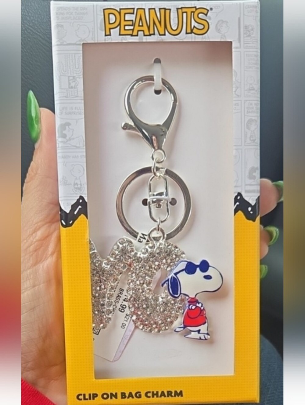 Peanuts Snoopy Bag Charm Keychain - Silver, White, Blue & Red